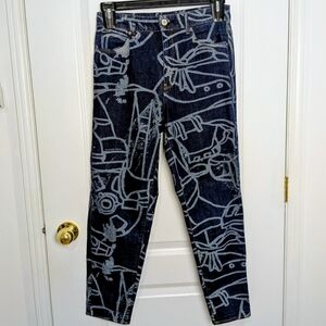 G-Star RAW Janeh Ultra High Mom Ankle Jeans – Blue Abstract Print – Size 29 #170